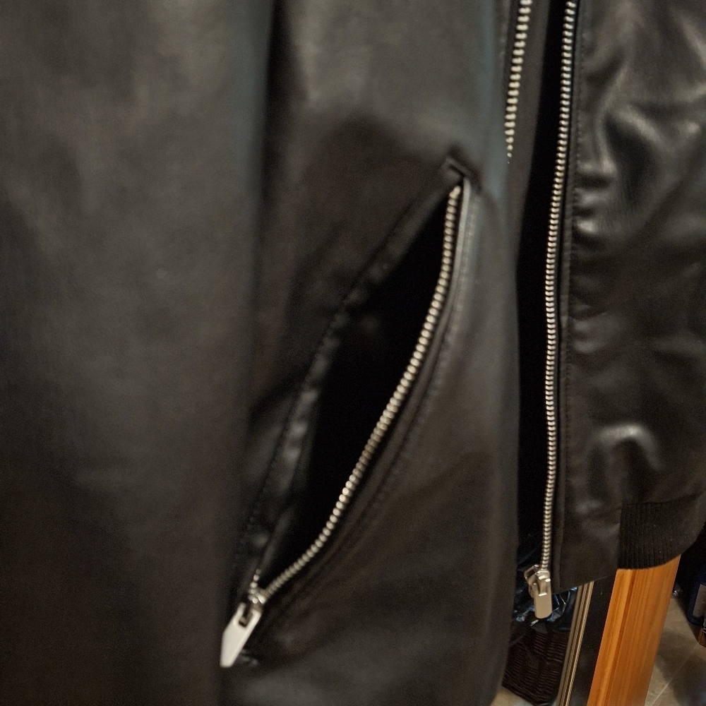 Zara Black Pleather Bomber Jacket - Picture 3 of 14